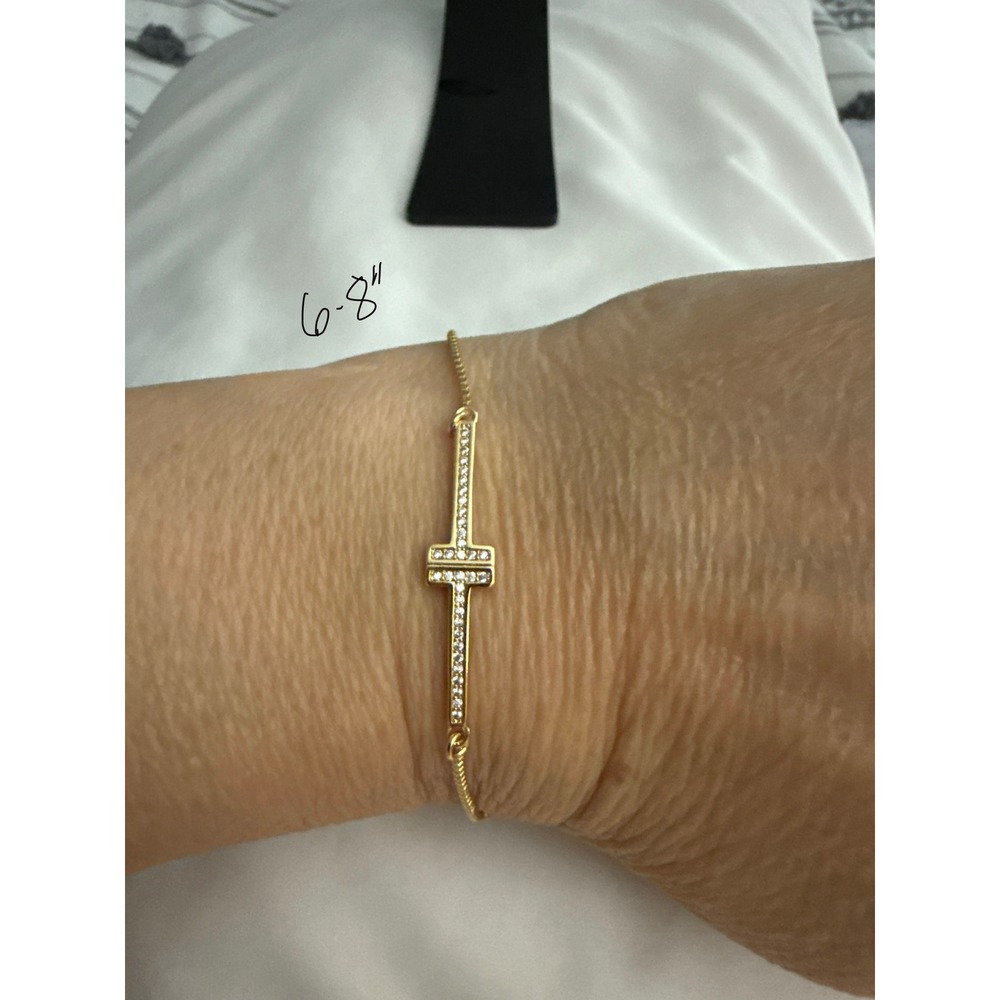 Unbranded Cross Bracelet Womens adjustable‎ Gold plated  Pave Crystal